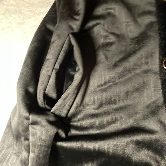 Prestige Original long black Faux Fur coat with designer pattern. Like New CLEAN - Picture 7 of 14